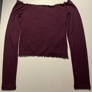Hollister Maroon Strapless Long Sleeve Tub Top